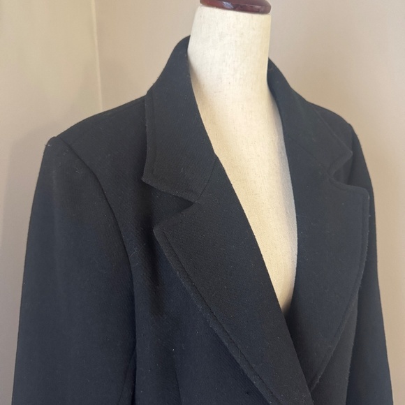 A&F Tailored Wool-Blend Dad Coat Classic Black Size Medium - Picture 4 of 12